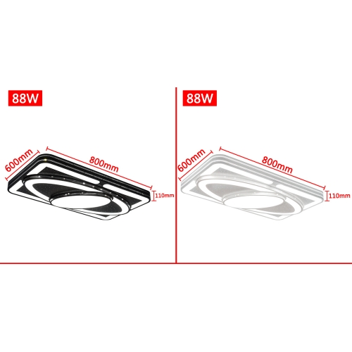 Plafon LED duży czarny  80x60cm 88Watt z pilotem P122B